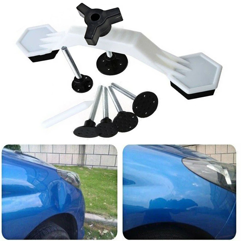 

New Car Body Dent Pit Repair Tool Kit Damage Pulling Fix Tool Bridge Puller Sets Hail Removal Tool 7pcs Glue Tab