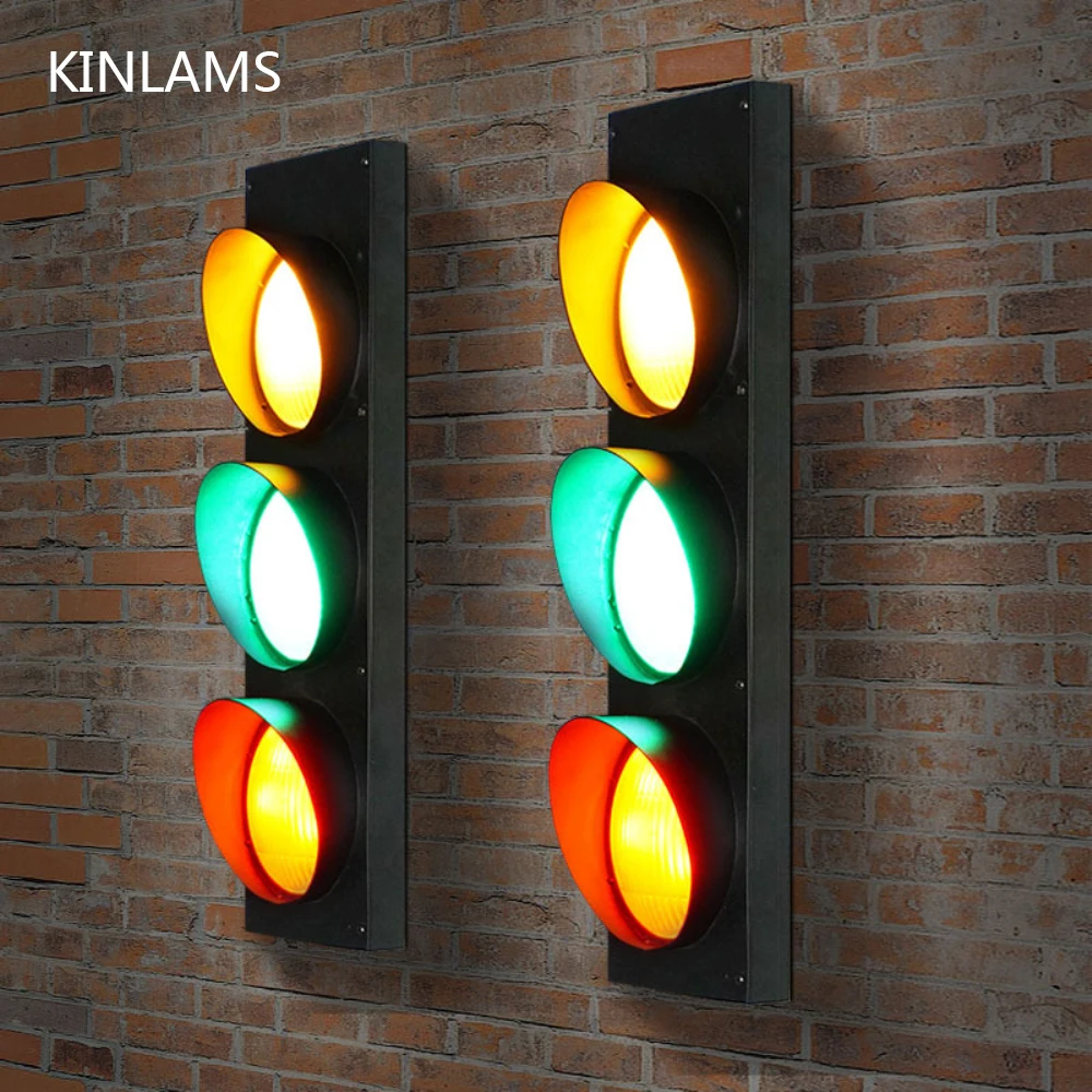 LOFT Wall Decor Lamp American Creative Personality Traffic Lights Retro Industrial Wind LED Lamp Coffee Shop Bar Restaurant