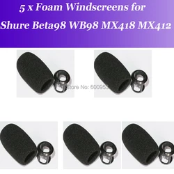 5 x Black Beta98 Foam Windscreens for Shure Beta98 MX412 MX418 WB98 Conference Insturment Microphone