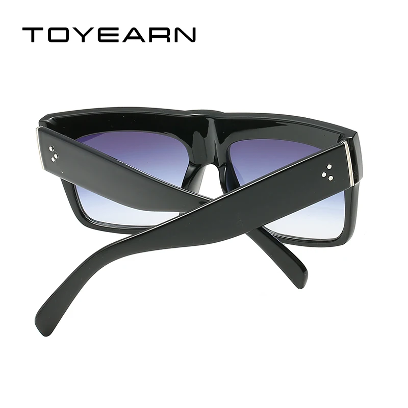 Fashion Vintage Brand Designer Lady Big Square Sunglasses Women Rivet Eyewear Flat Top Black Sun Glasses Female