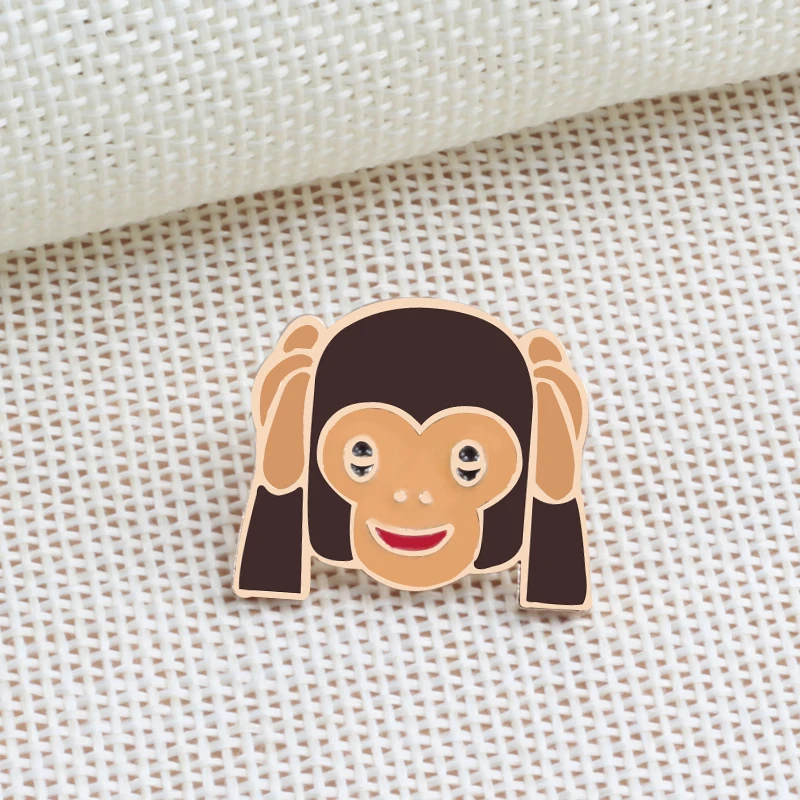 3 Pcs/Set Cartoon Brooches Cover Eye Mouth Monkey Enamel Pin Funny Kids Backpack Metal Badge Fashion Jackets Lapel Pins Jewelry