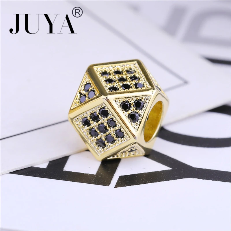 Jewelry Beads For DIY Bracelets Necklaces Accessories Findings High Quality Copper Metal Inaly Zircon Rhinestone Geometric beads