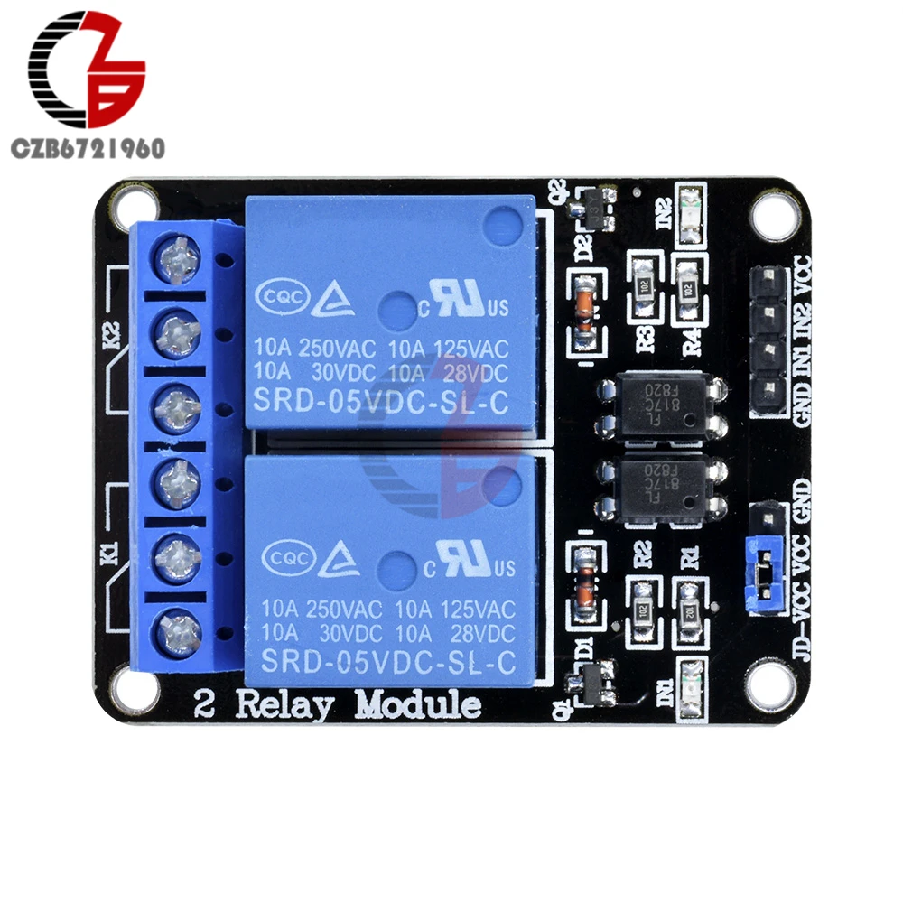 5V 2 Channel Relay Module Low Level Triggered 2-Way 2CH Relay Module with Optocoupler Expansion for Arduino ARM PIC AVR DSP