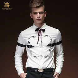 Fanzhuan Free Shipping New fashion casual male men's spring man white long sleeved shirt 15207 party handsome Personality blouse