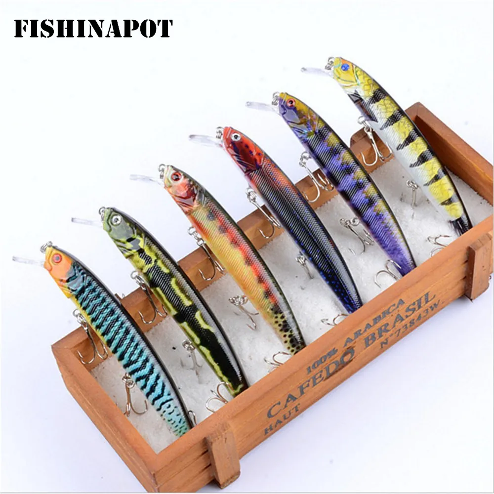 1PCS Minnow 16g/12.5cm Fishing Lure Hard Bionic 3D eyes Painted Hard Bait Wobblers Crankbait Swimbait Fishing Tackle 6 Colors