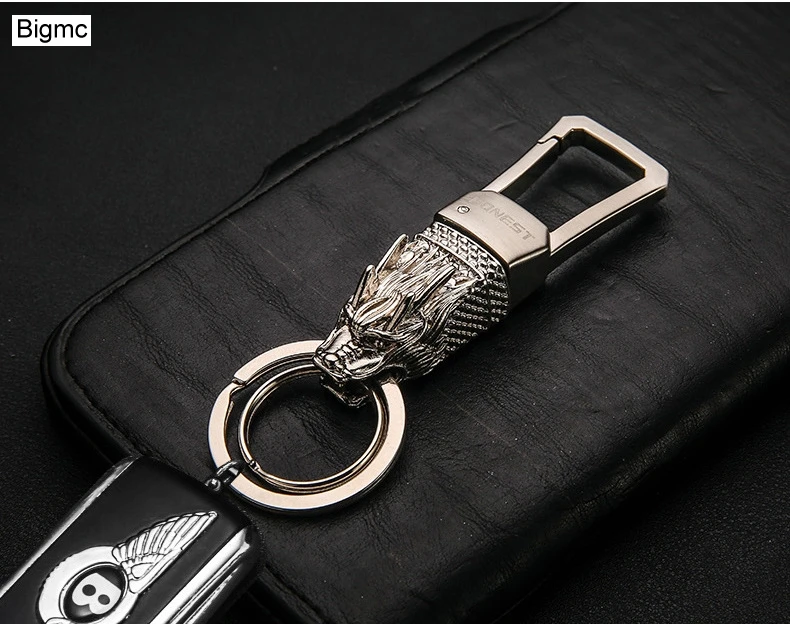 New Charm Alloy Dragon Men Keychain Bag Pendant Totem Boutique Car Key Chain Key Ring For Business Gift Holder Jewelry K1576