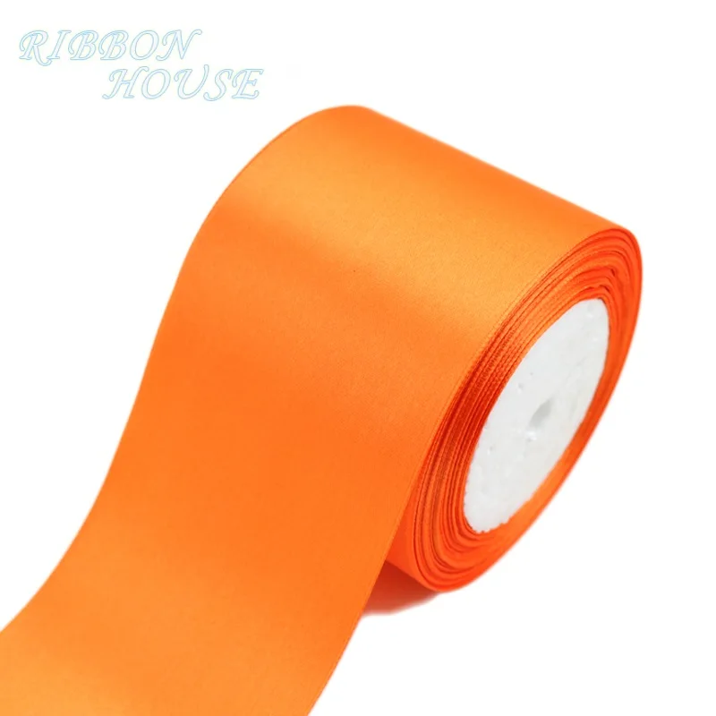 (25 yards/roll) Orange Single Face Satin Ribbon Gift Wrapping Christmas ribbons Wholesale