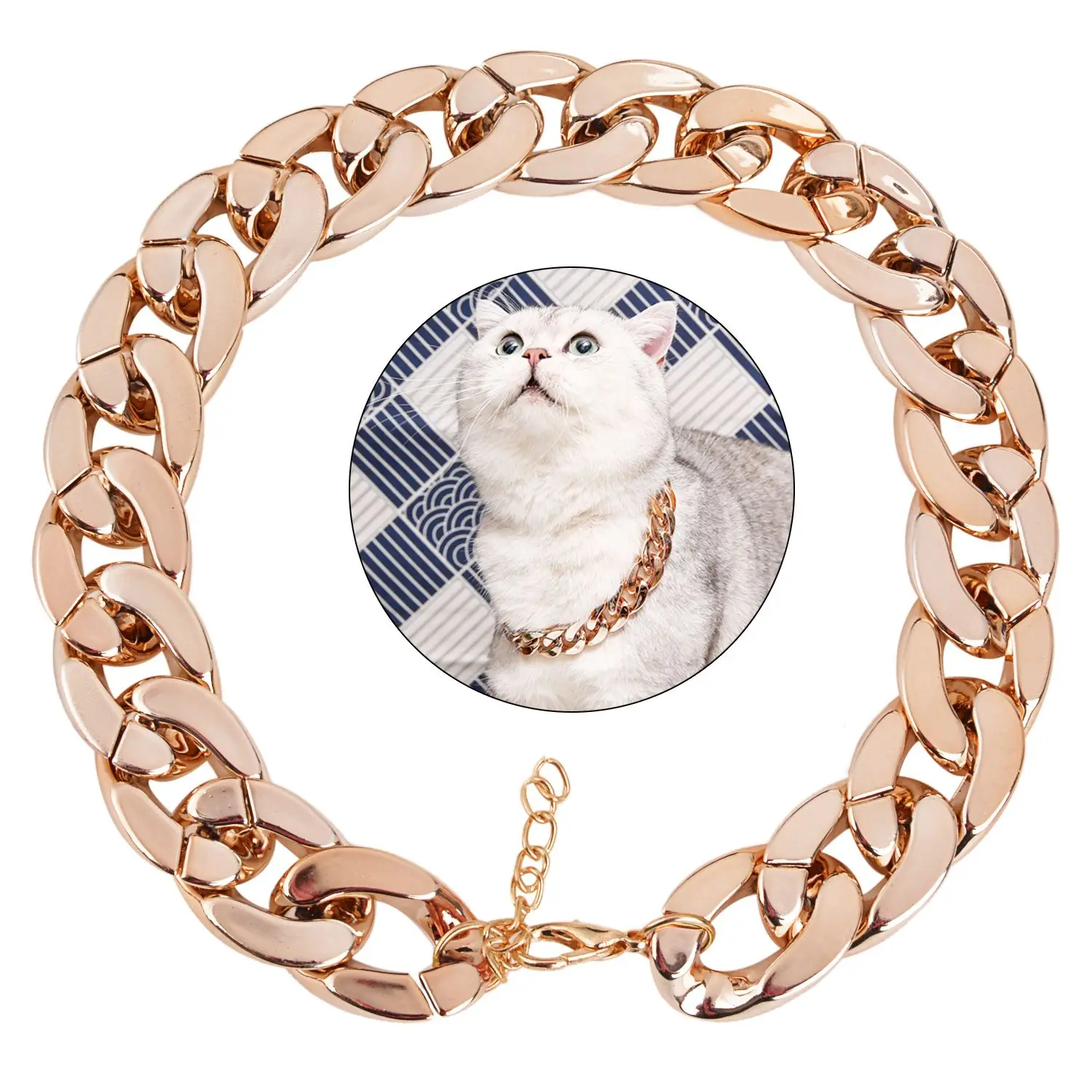 Fashion Pet Cat Dog Necklace Collars Thick Gold Chain Plated Plastic Identified Safety Collar Puppy Dog Supplies Pet Accessories