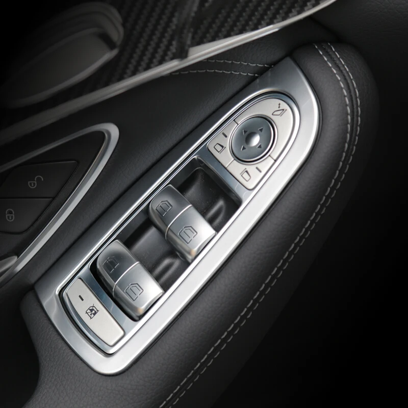 

Кнопка для стеклоподъемника Mercedes Benz New C Class W205 GLC ABS + из нержавеющей стали, переключатель с блестками для интерьера, яркая крышка, отделка, Стайлинг автомобиля