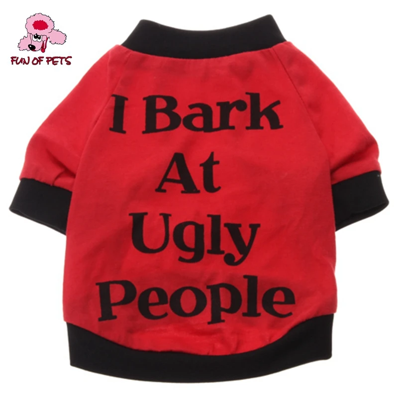 New I Bark At Ugly People Pattern Dog T-shirt For Dogs Cute Black Red Big Dog Clothes (xs-5xl)