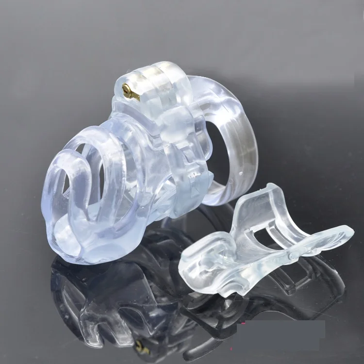 Natural Resin Male 3D Short Cock Cage PA Lock W 4 Size Penis Ring Chastity Device Adult Bondage BDSM Sex Toy 3 Color A357