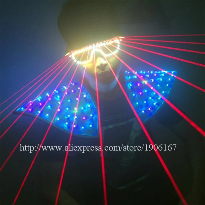 

Newest Colorful Led Luminous Shoulder And Red Laserman Colorful Led Glasses Halloween Christmas Party Dancer Singer Stage Wear