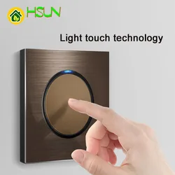 86 type 1 2 3 4 gang 1 2 way Coffee aluminum alloy panel Switch socket Use round box Industry Switch France Germany UK socket