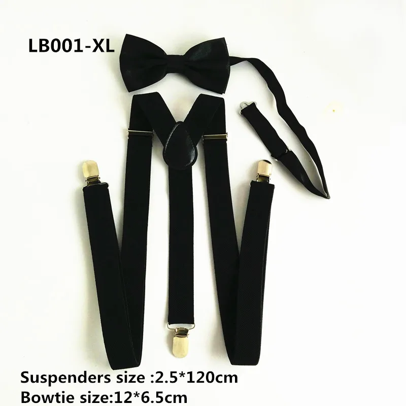 LB001-4 ขนาดสีดำ Suspenders Bow Tie ชุดสำหรับเด็กทารกผู้ใหญ่เสื้อผ้าอุปกรณ์เสริม