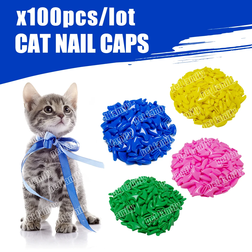 100 pcs/lot Pet  Cat soft paws Grooming Floor Protect Pet  Cat Nail Caps Claw Control Soft Paw Caps XS,S ,M,L