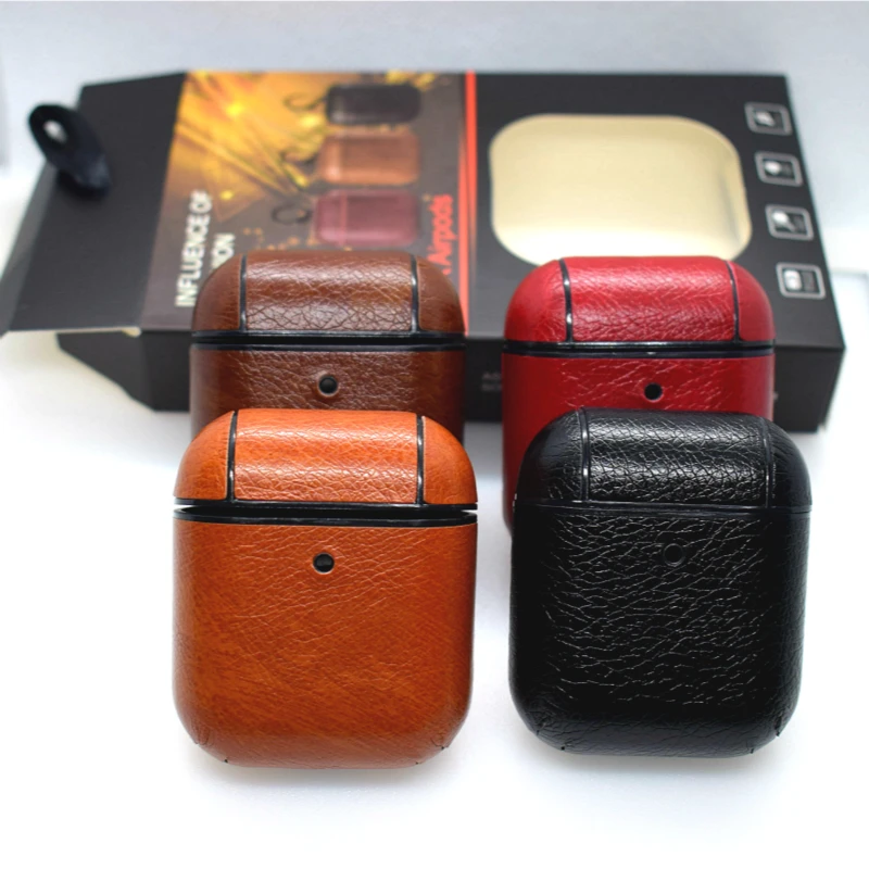 ل Airpods 1 2 حافظة واقية سماعة لاسلكية تعمل بالبلوتوث سماعة صندوق شحن حقيبة جلد طبيعي سماعة غطاء شل ل Air Pods