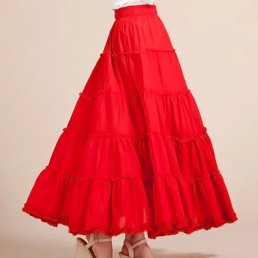 

new 2023 Summer Women Skirt Linen Cotton Vintage Long Skirts Elastic Waist Boho Maxi Skirts