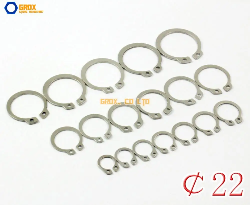 

100 Pieces 22mm 304 Stainless Steel External Circlip Snap Retaining Ring