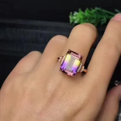 Rare color gemstone, natural amethyst lady ring, 925 silver, novel craftsmanship, beautiful colors.