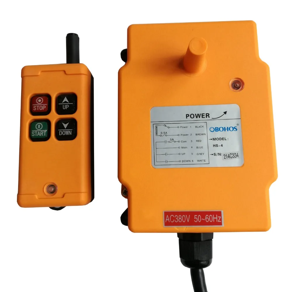 

HS-4 IP65 AC/DC 12-24V AC36V/220V/380V Crane CNC Industrial Remote Control Wireless Transmitter Push Button Switch Max 100m