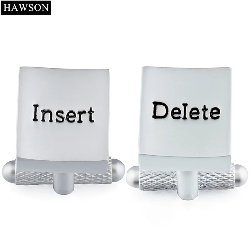 HAWSON Pearl Sand with Engraved Letter Word Insert & Delete Men's Cuff Link For Men IT Computer Cufflinks