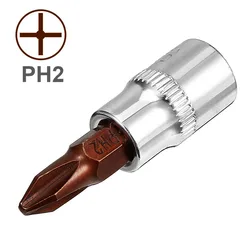 UXCELL 2Pcs 1/4-Inch Drive PH2 Philips Bit Socket S2 Steel for Superior Hardness Great Rust Resistant