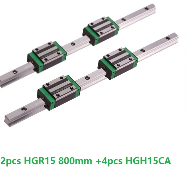 2pcs Linear Guide Rail HGR15 L 800mm And 4pcs HGH15CA Linear Narrow Slide Blocks For CNC Router Parts