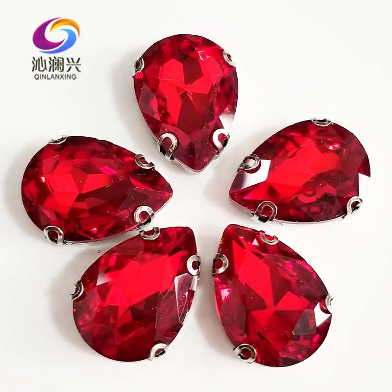 

Anti Hook Red Color DR Shape High Quality Glass Crystal Flatback Sew on Rhinestones with Holes,Diy Clothing Sewing Accessories