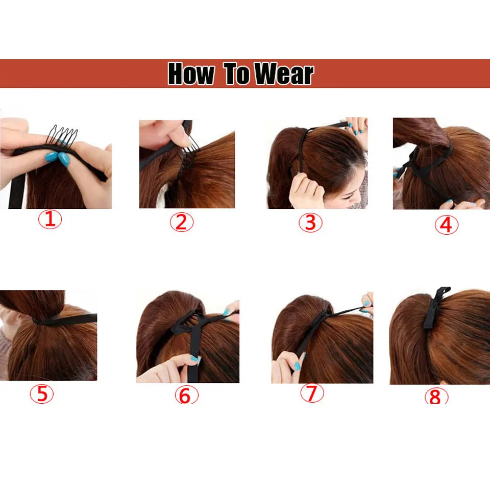 SHANGKE-Extensión de cabello sintético con Clip, cola de caballo falsa, rizos resistentes al calor
