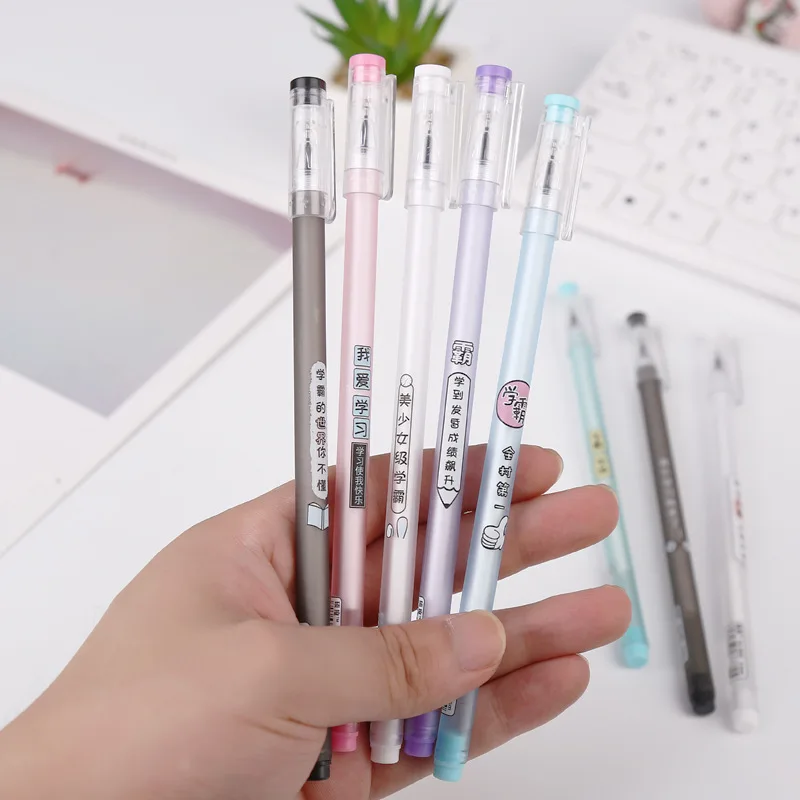 

40 Pcs Creative Text Language Neutral Pen 0.5MM Black Signature Gel Pen Office Stationery Student Writing Tool Wholesale