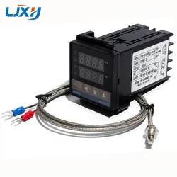 LJXH 릴레이 및 SSR 출력 REX-C100 PID 온도 조절기, 1m M6 스레드 타입 K 열전대 포함, 100-240VAC