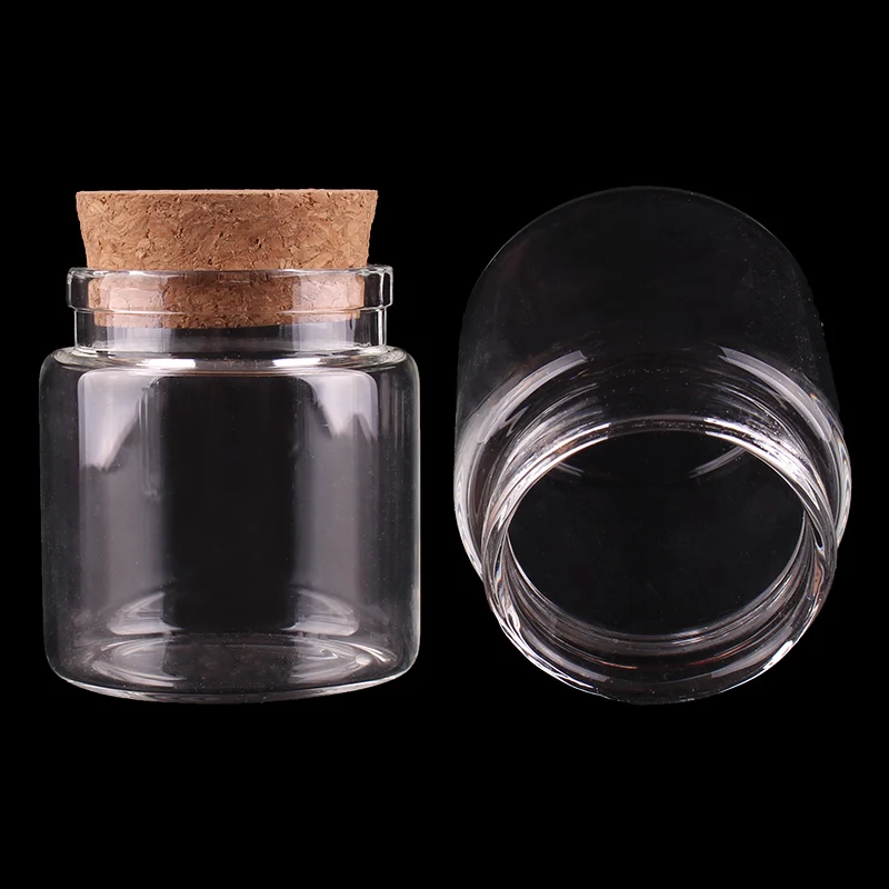 12pcs 57*60*43mm 90ml Transparent Glass Bottles with Cork Stopper Empty Spice Storage Bottles Jars Gift Crafts Vials