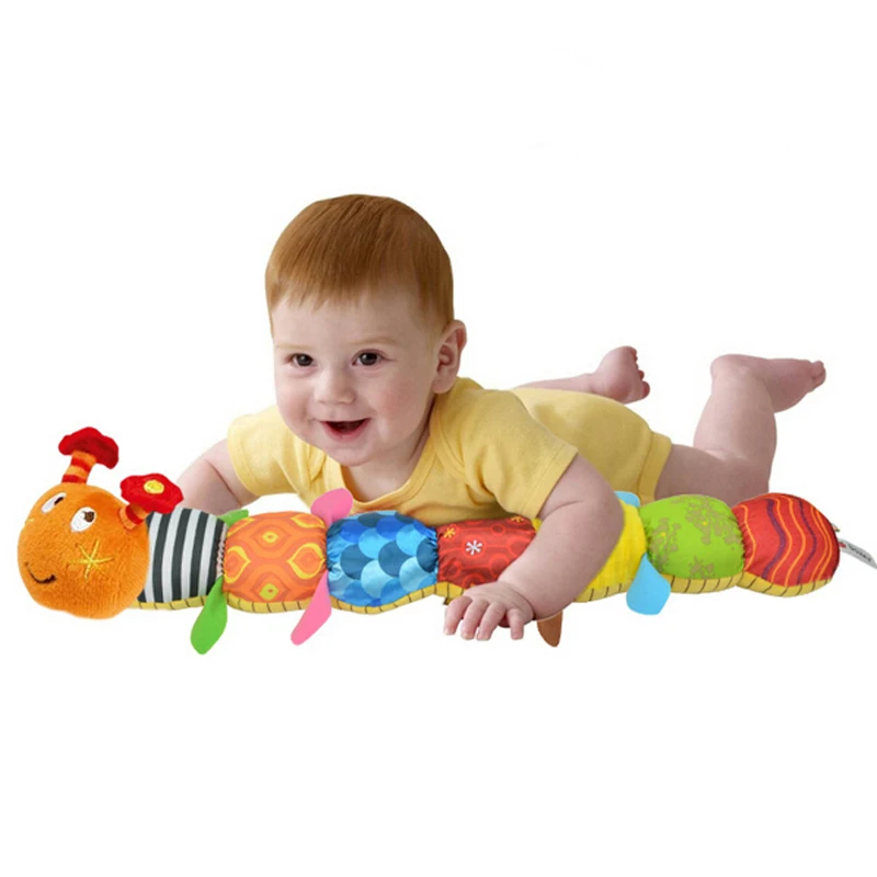 Plush Baby Toys Caterpillar Rattle With Ring Bell Cartoon Animal Plush Baby Toys Educational For 0 12 Month Baby Toy