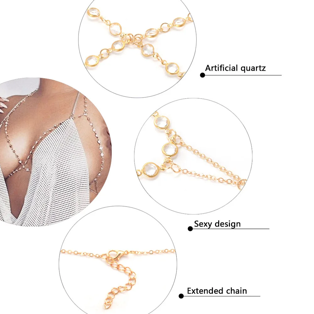 Bls-miracle Bohemia Fashion Jewelry Punk Gold Color Crystal Body Chain For Women Sexy Statement Body Chains Accessories BN-28