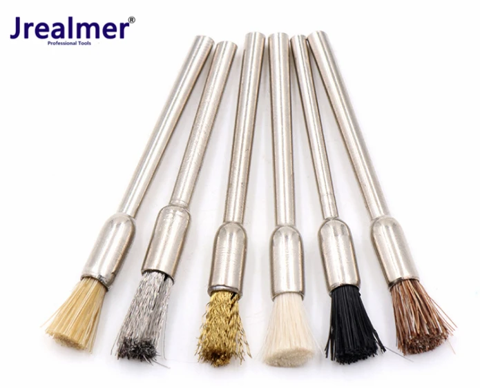 6pcs Assorted Electric brush 3/2.35mm Shank Brass Wire Metal Polishing Brush For Electric Grinder Tool Dremel