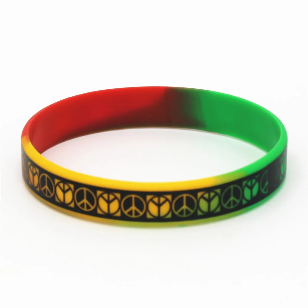 1PC Fashion Jewelry Punk Rock Silicone Wristband Black White Color Sports Bracelets&Bangles Rubber Charm for Adults Gifts SH129