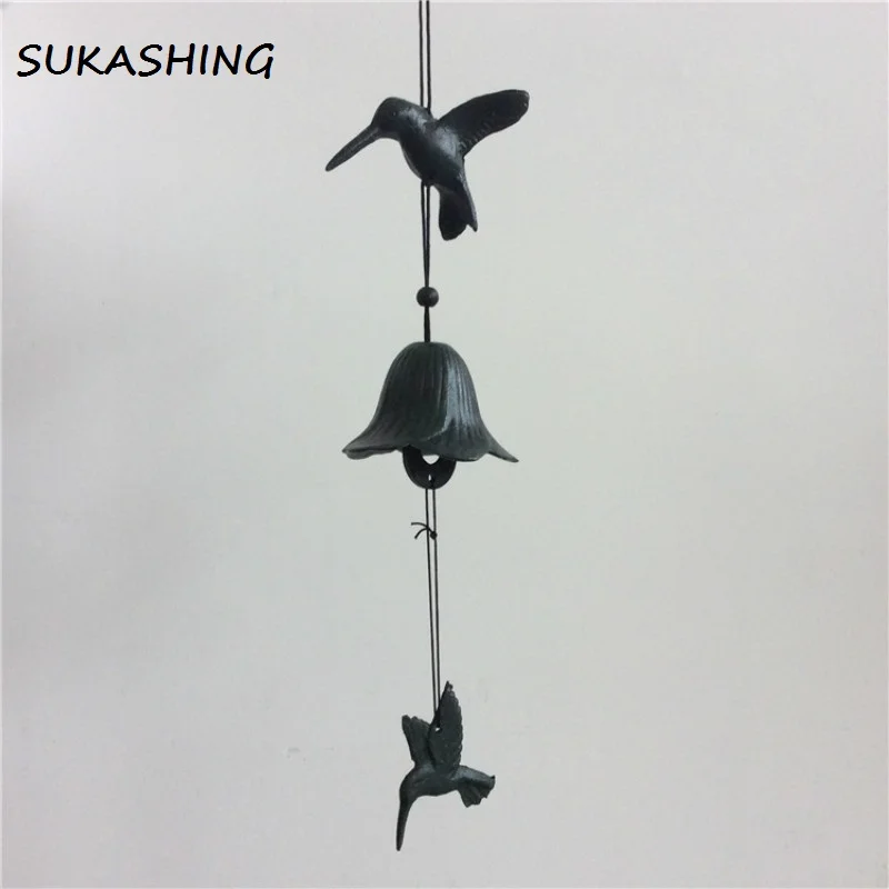 Idyllic Wind Style Hummingbird Cast Iron Wind Chimes Japanese Metal Hanging Ironware Southern Wind Bell Home Decor