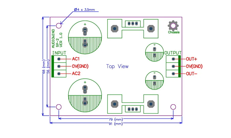 Voltage Regulator PCB for LM317 LM337 or 78xx 79xx IC.