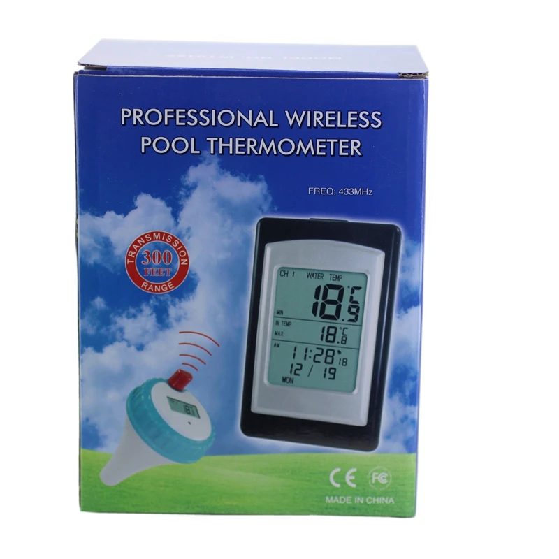 Solar Powered Wireless Pool Thermometer Swim SPA Pond Tub Waterproof Digital LCD Backlit Floating Temperature Transmitter Meter