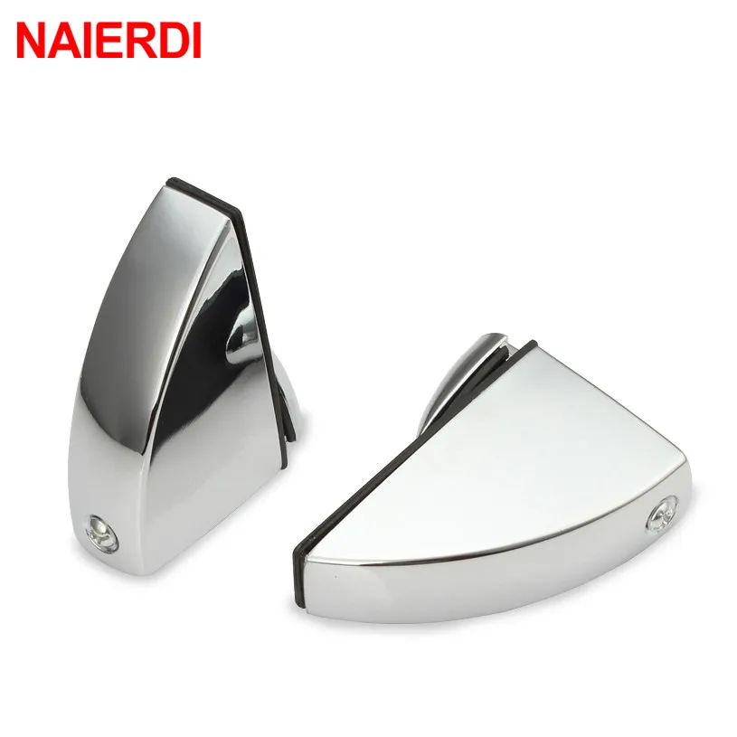 NAIERDI Zinc Alloy Adjustable Glass Clamps Glass Plated Brackets Chrome Alloy Shelf Holder Support Clamp Holder Glass Shelves