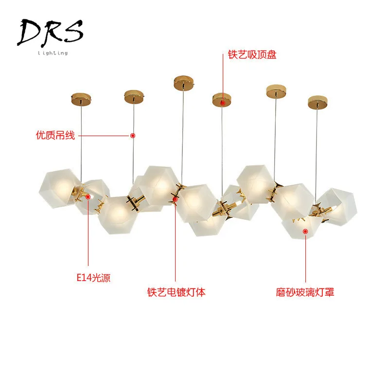 Nordic Magic Bean Chandelier Lighting Modern Simple Dining Room  Bedroom Glass Ball Molecular Hanging Lights Iron Pendant Lamp