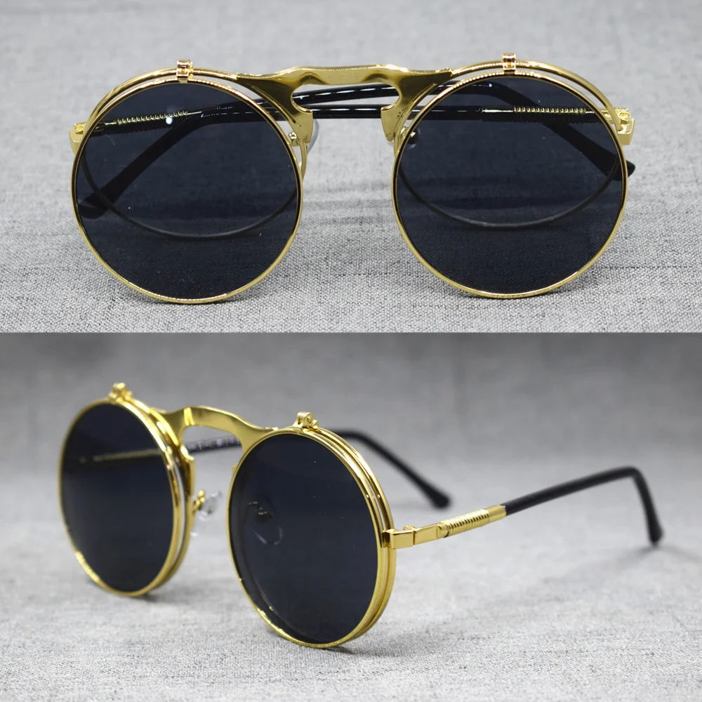 Vintage Round Clips Reading Sunglasses Gold Metal Full Rim Sun Glasses 125 150 175 200 250 300 350 400 450 500 2250 600