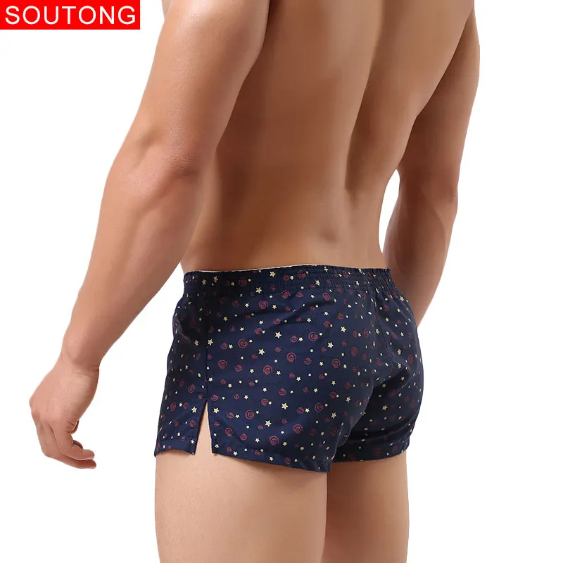 Soutong Men Underwear Boxer Shorts Trunks Slacks Cotton Cueca Boxer Shorts Printed Men Shorts Home Underpants JJK