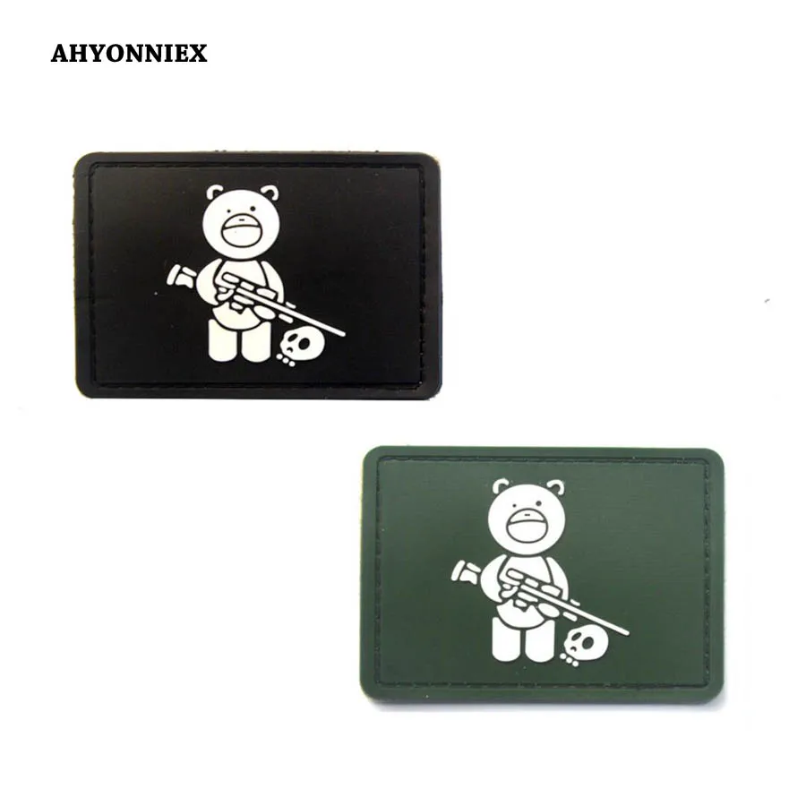 AHYONNIEX 1PC pcv hak i pętli niedźwiedź nosorożec flaga żaba Seal Patch szyć na ubrania Armband plecak naklejki DIY aplikacja