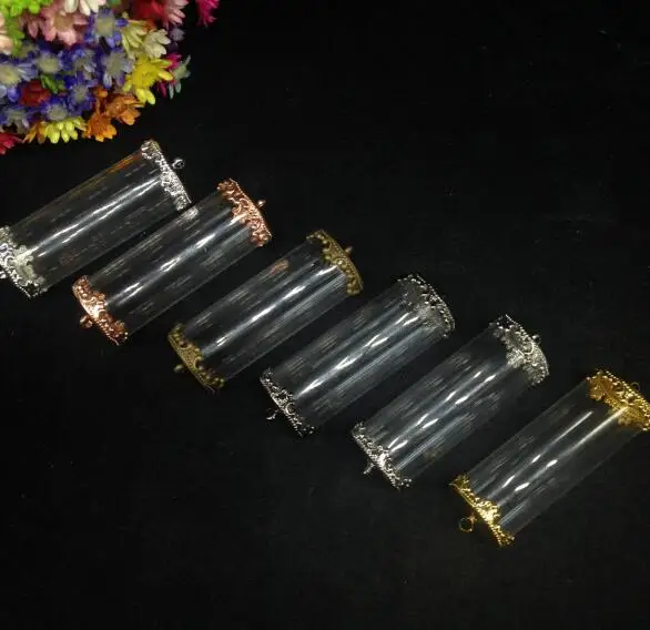 

50pcs 40*15mm one side open tube jars glass globe findings glass bottle glass vial pendant fashion necklace glass dome Bracelet