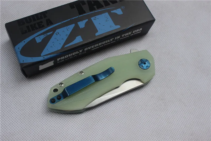 ZT0456 고품질 접는 나이프, 블레이드: D2 (얼룩), 핸들 옥 G10, 야외 캠핑 csgo 사냥 손 도구, 무료 배송
