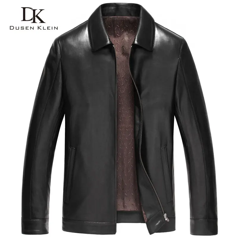 

Dusen Klein Men Genuine Leather Jacket Autumn Outerwear Black/Slim/Simple Business Style/Sheepskin Coat 14Z6608