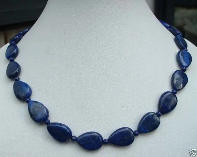 Colar em forma de lágrima azul natural lápis-lazúli comprimento: 18 "13x18mm