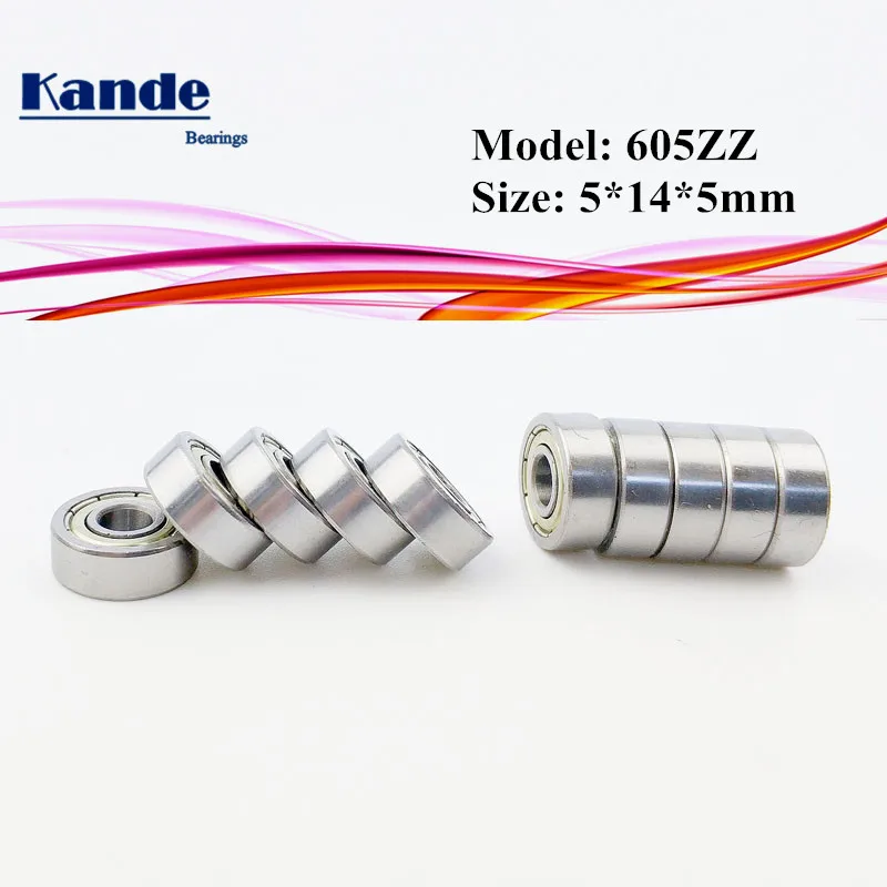 Kande Bearings 605 10pcs ABEC-1 ABEC-3 ABEC-5 P5 605ZZ 605 ZZ  Miniature Deep Groove Ball Bearing 5x14x5mm For RC crawler Parts