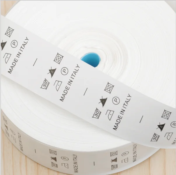 

1000pcs/roll labels for clothes Custom white garment nylon taffeta washing care label clothing size tags wash labels lb-025